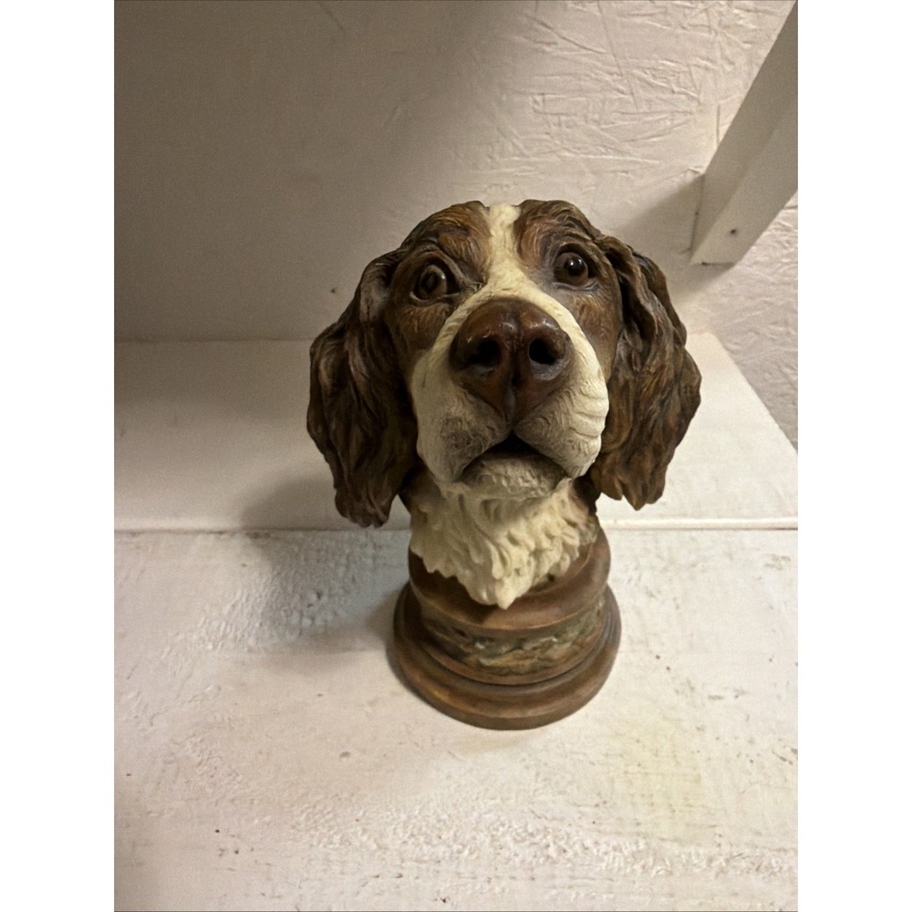 Greg Peltzer English Springer Spaniel Dog Bust Sculpture Realistic Animal Art